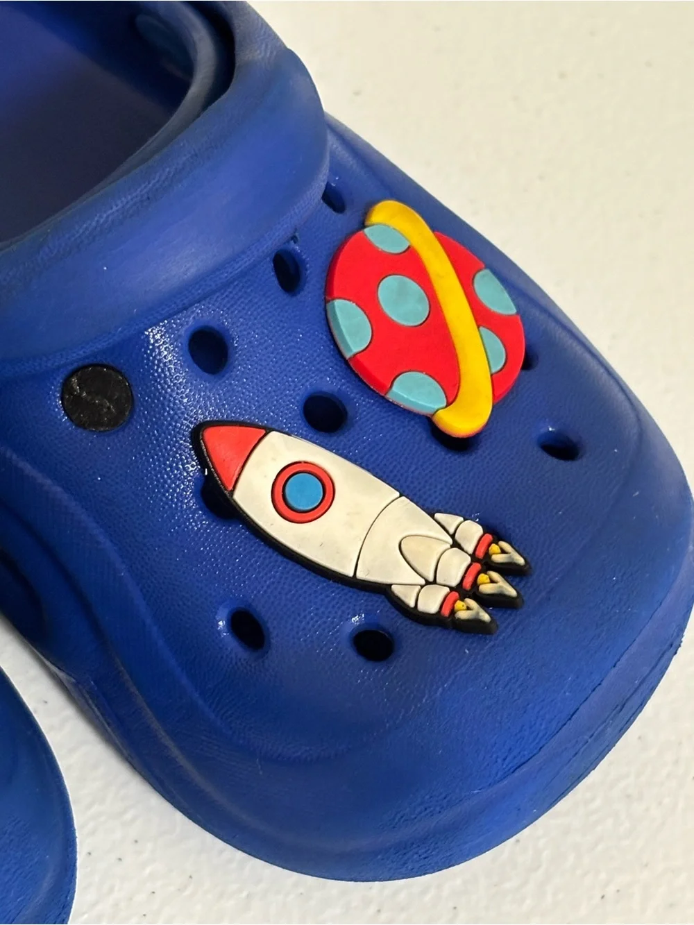 Kids Blue Space-Themed Clog Sandals with Fun Charms